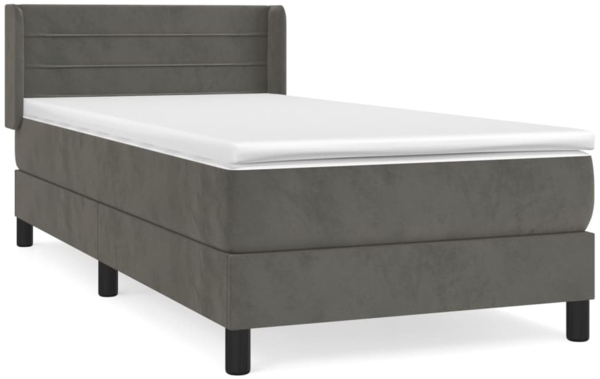 vidaXL Boxspringbett mit Matratze Dunkelgrau 90x190 cm Samt 3130992