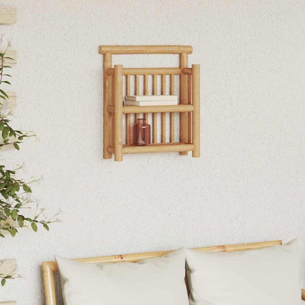 vidaXL Wandregal mit Regal Wandmontiert Natur 40 x 13 x 44 cm Bambus 4106586