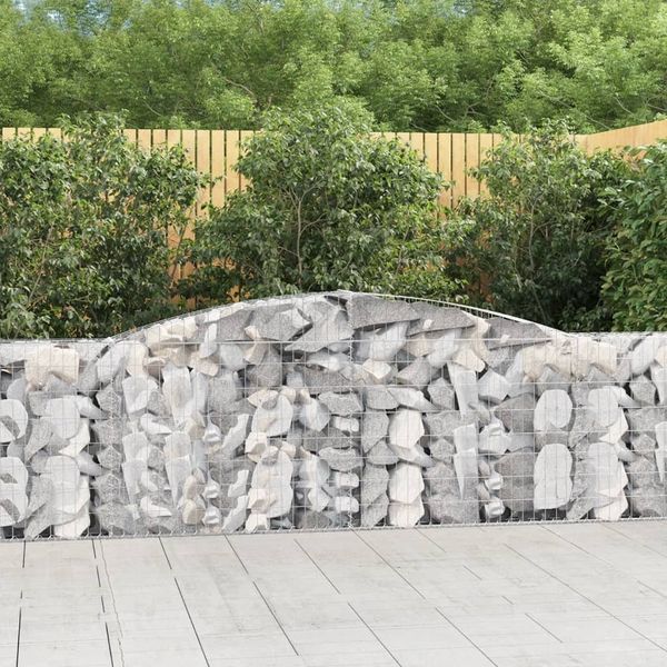 vidaXL Gabionen mit Hochbogen 7 Stk. 400x30x100/120cm Verzinktes Eisen 3146871