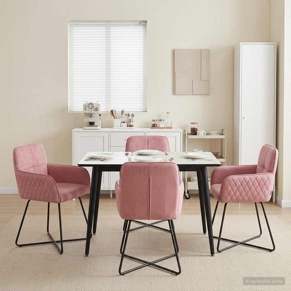 vidaXL Esszimmerstühle 4 pcs Samt (V) Rosa 59 x 56,5 x 86 cm 3428212