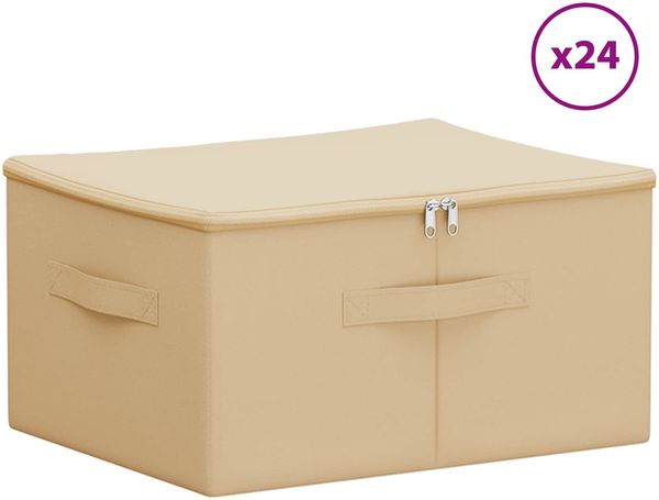 vidaXL Aufbewahrungsbox 24 pcs Creme 50 x 30 x 25 cm Vliesstoff 42024604 Bild 2