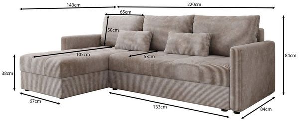 Luxusbetten24 Schlafsofa Designer Sofa Roma in Cord, mit Stauraum und Schlaffunktion Bild 2