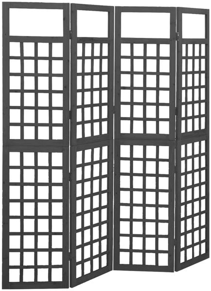 vidaXL Spalier/Paravent 4-teilig Massivholz Tanne Schwarz 161x180 cm 316483