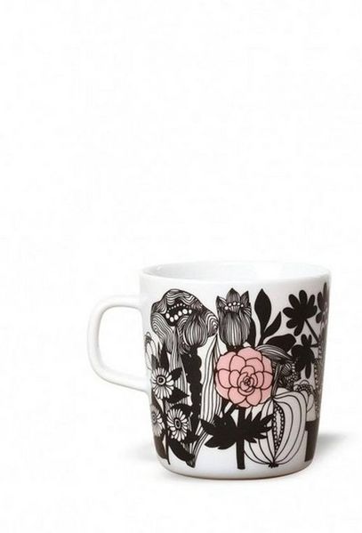 Marimekko Tasse Becher Oiva Siirtolapuutarha Schwarz-Pink-Weiß (Groß)