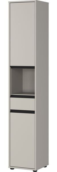 Hochschrank >GW-LEMONT< Türen und Schublade mit Dämpfung, Steingrau - 33x181x34cm (BxHxT)