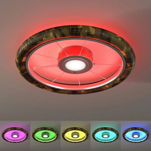 my home Deckenleuchte Bela, Dimmfunktion, dimmbar über Fernbedienung, LED wechselbar, RGB Funkfernbedienung, Reifenleuchte, Wheel
