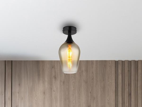 Kleine LED Deckenleuchte mit Glas Lampenschirm Gold, Ø 15cm