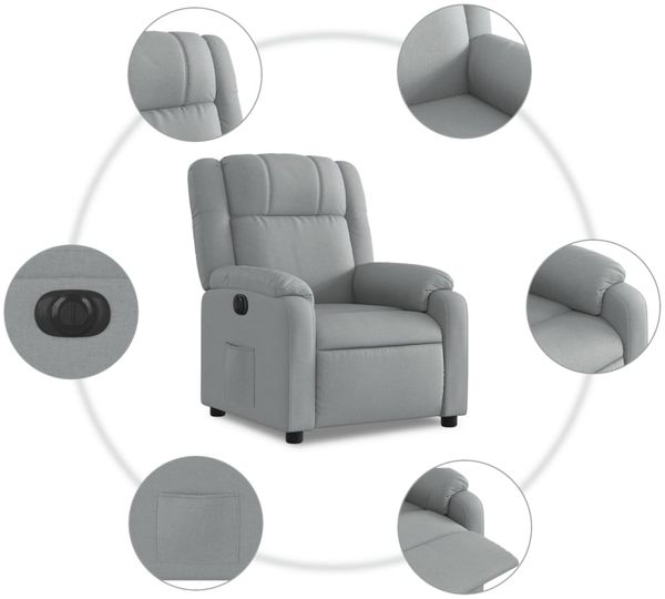 vidaXL Relaxsessel Elektrisch Hellgrau Stoff 3205178 Bild 8