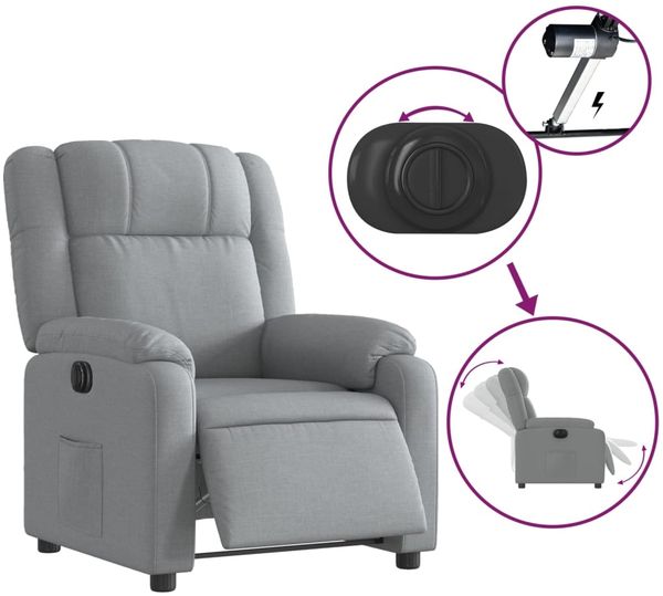 vidaXL Relaxsessel Elektrisch Hellgrau Stoff 3205178 Bild 6