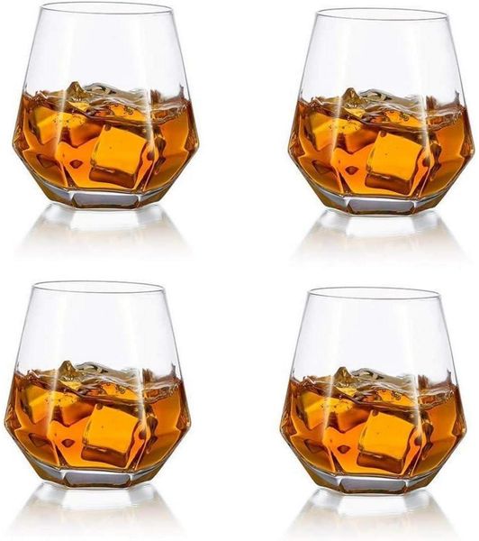 4er Set Diamond Whisky Glasses 300ml Moderner Look für Männer Frauen
