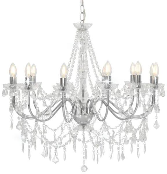 vidaXL Kronleuchter mit Perlen Silbern 12 x E14-Fassungen 281610
