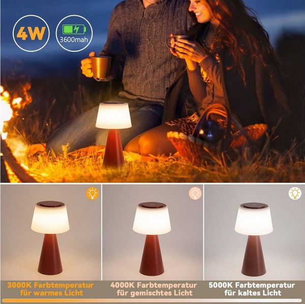 Nettlife LED Tischleuchte Kabellos Touch Nachttischlampe Schwarz/Weiß Dimmbar Akku 3600mhA, mit USB Aufladbar, LED fest integriert, Modern Tischlampe für Wohnzimmer Schlafzimmer