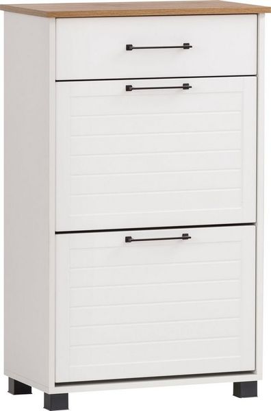 SCHILDMEYER Schuhschrank Schuhkommode Schuhkipper Jelda mattweiß Eiche Landhaus