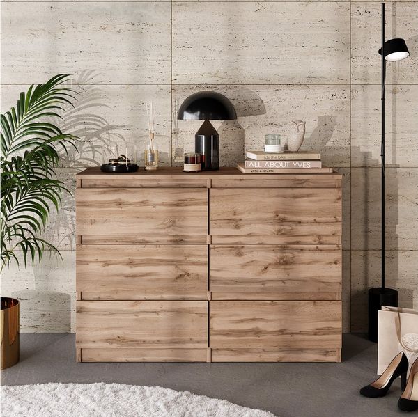 Furnica Kommode 6 Schubladen, Sideboard, Schubladenschrank Breite 100cm Höhe 71cm