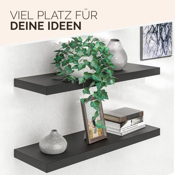 Casaria Wandregal mit Halterung, MDF, Schwarz / Matt, 70 x 23 x 3,8cm Bild 4