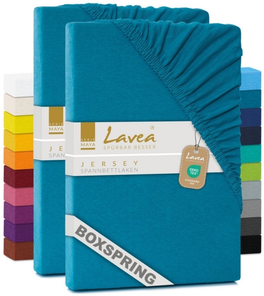 Lavea Spannbettlaken Maya, in Gr. 60x140, 90x200, 120x200, 140x200, 180x200 oder 200x220 cm, Baumwolle, Gummizug: rundum, (2 Stück), Jersey Spannbetttuch für Topper, Boxspring- und Wasserbetten Bild 5