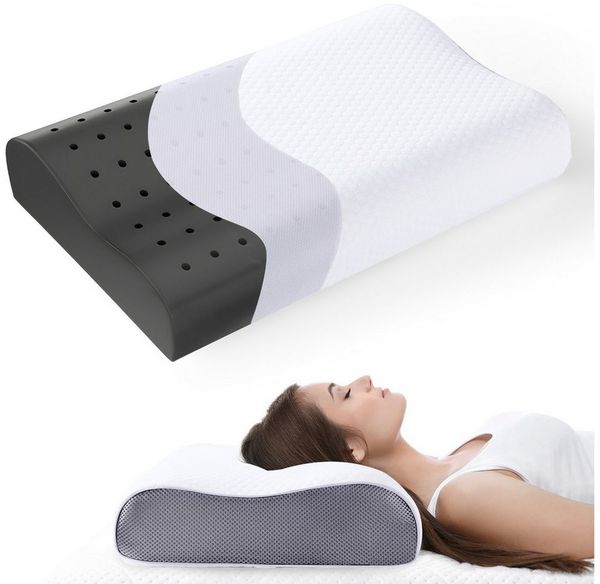 Elegear Nackenstützkissen nackenkissen orthopädisch, memory foam kissen, orthopädisches kissen, Füllung: Memory Foam, Bauchschläfer, Rückenschläfer, Seitenschläfer, 55 x 35cm Ergonomisches kopfkissen mit kissenbezüge, nackenstützkissen