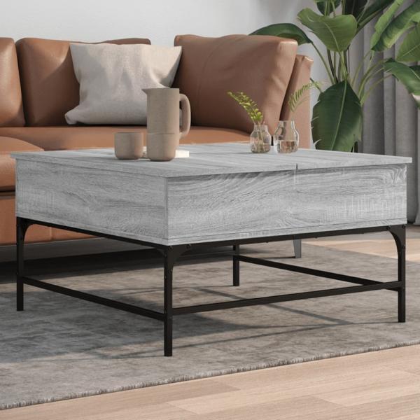 vidaXL Couchtisch Grau Sonoma 80x80x45 cm Holzwerkstoff und Metall 845404