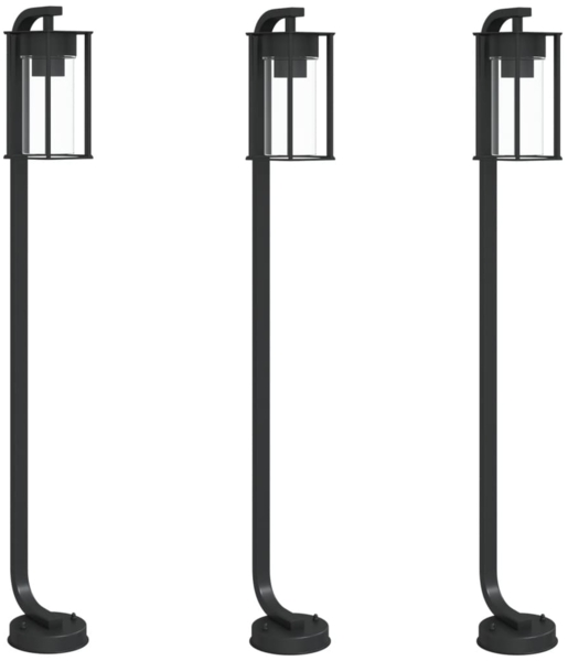 vidaXL Wegeleuchten 3 Stk. Schwarz 100 cm Edelstahl 4006348