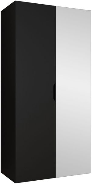 Kleiderschrank Midere 100 mit Frontspiegel (Farbe: Schwarz)