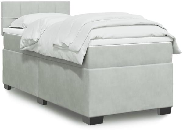 vidaXL Boxspringbett mit Matratze Hellgrau 90x200 cm Samt 3288522