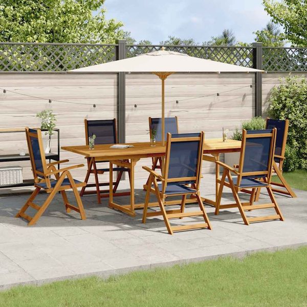 vidaXL 7-tlg. Garten-Essgruppe Massivholz Akazie und Textilene 3279306