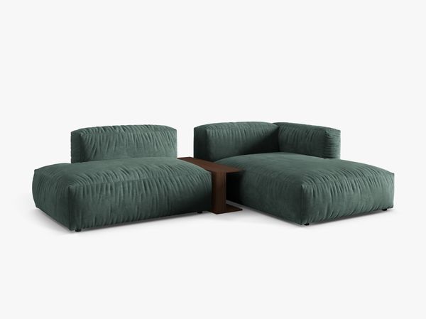 Micadoni Ecksofa Martina 2-Sitzer mit Couchtisch Rechts Samt Petrol Bild 2