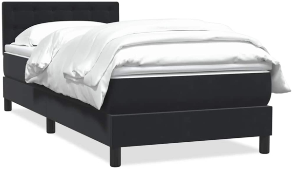 vidaXL Boxspringbett mit Matratze Schwarz 90x210 cm Samt 3316577