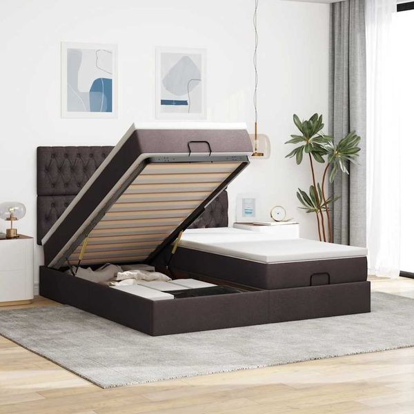 vidaXL Ottoman-Bett mit Matratzen Dunkelbraun 180x200 cm Stoff 3313716