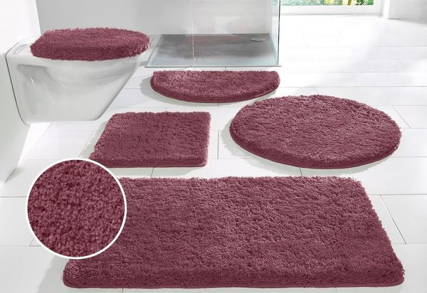 OTTO home Badematte Sanremo, Badvorleger, Badezimmer Teppich, sehr weich, Höhe 30 mm, rutschhemmend beschichtet, schnell trocknend, fußbodenheizungsgeeignet, Polyester, rund, Badteppich, unifarben, rechteckig, rund & als 3-tlg. Set erhältlich