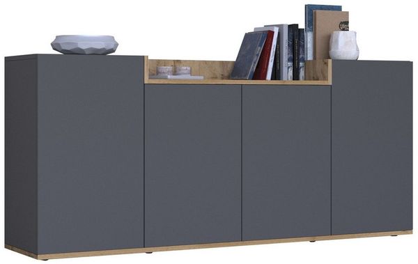 OTTO home Sideboard BOLSENA, Kommode, Schrank,Lowboard mit 6 Fächer und offenes Ablagefach (1 St), stehend/hängend montierbar, Made in Italy, B/T/H: 160 × 35 × 71,2 cm