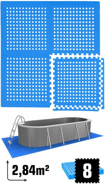 2,8m² Poolunterlage 8 Poolmatten 62x62cm in Blau