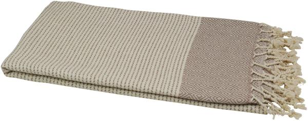 Hamamtuch Baumwolle naturbeige, Rand: cappuccino braun 90x175 cm "Ada"