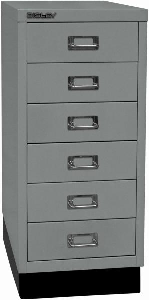 Bisley MultiDrawer™, 29er Serie mit Sockel, DIN A4, 6 Schubladen, Farbe silber