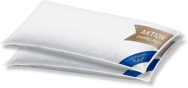 Excellent 3-Kammer-Kopfkissen Venedig, Kissenparade1 tlg. oder 2 tlg. 40x40-80x80 cm, Füllung: weiße neue Daunen, Klasse I, 100% Daunen (Außen), weiße neue Federn, Klasse I, 100% Federn (Innen), Bezug: feiner Daunen-Batist, 100% Baumwolle, Rückenschläf...