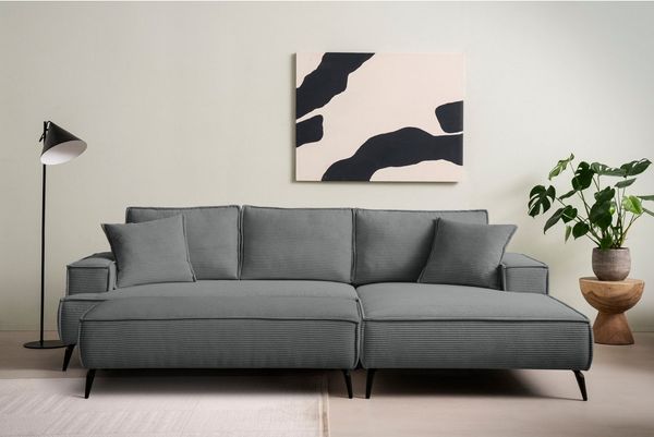 andas Sitzgruppe TVINNU, Polsterecke L-Form, Schlaffunktion, mit Hocker, (Set, 2-tlg), stellbar zum Schlafsofa (Krokodilverbinder)
