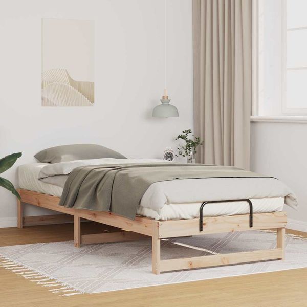 vidaXL Bettrahmen Braun 90 x 220 cm Massives Kiefernholz 873169