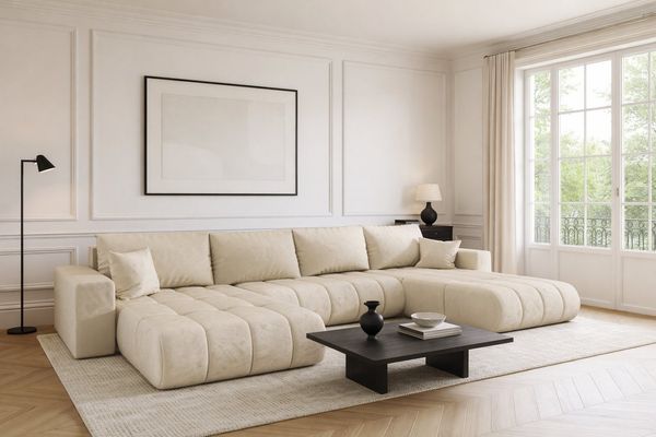Kaiser Möbel Ecksofa U-Form Sofa mit Schlaffunktion im Veloursstoff Monolith MILO U PREMIUM, U-Form,Samtweiche Veloursoberfläche,Wasser- und schmutzabweisend