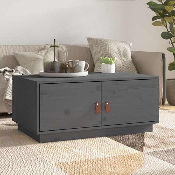 vidaXL Couchtisch Grau 80x50x35 cm Massivholz Kiefer 818252