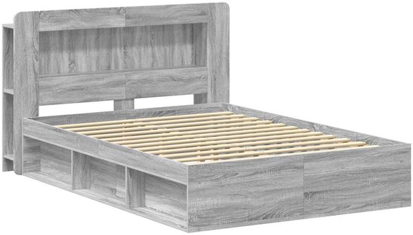 vidaXL Bettgestell mit Stauraum Grau Sonoma 140 x 190 cm Holzwerkstoff 3433489 Bild 3