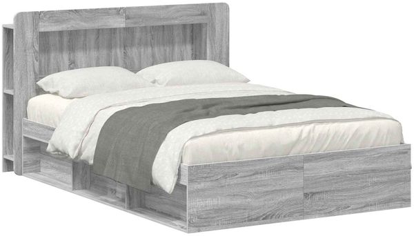 vidaXL Bettgestell mit Stauraum Grau Sonoma 140 x 190 cm Holzwerkstoff 3433489 Bild 2