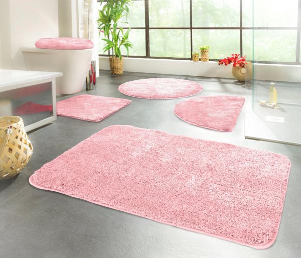 KiNZLER Badematte Chaozhou, Höhe 20 mm, rutschhemmend beschichtet, fußbodenheizungsgeeignet, Polyester, 2-tlg. Stand-WC Set, Badteppich, Uni Farben, weich, als rechteckig, rund & Set erhältlich Bild 1