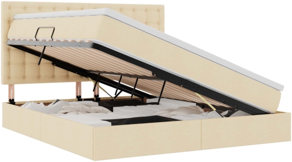 vidaXL Aufbewahrungsbett mit Matratze Creme 160x200 cm Kunstleder 3371920