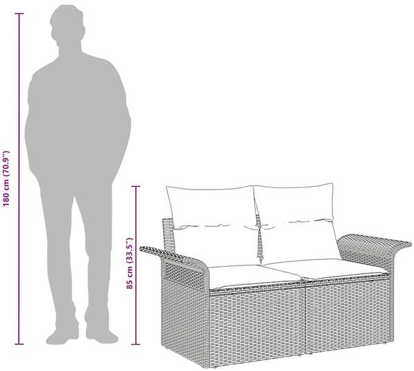 vidaXL Garten-Sofa mit Kissen 141 x 62 x 69 cm Poly-Rattan 42006709 Bild 10