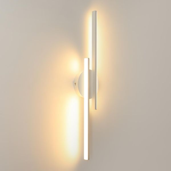 Comely Wandleuchte Innen, 24W 2700LM Innen Wandlampe LED, Weiß Acryl LED Wandbeleuchtung für Schlafzimmer, Wohnzimmer, Flur, Treppe, Warmes Weiß 3000K