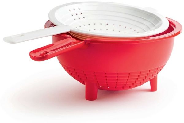 TUPPERWARE Küchensieb Tupperware Saladin® Praktisches Sieb-Doppel in rot-weiß