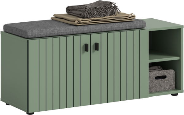 Sitzbank inkl. Sitzkissen (B/H/T: 106x43x37 cm) in Smoke Green Nachbildung