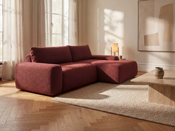 Vente-unique - DAVISO Sofa Stoff Rot - B 162 cm x H 87 cm x L 264 cm