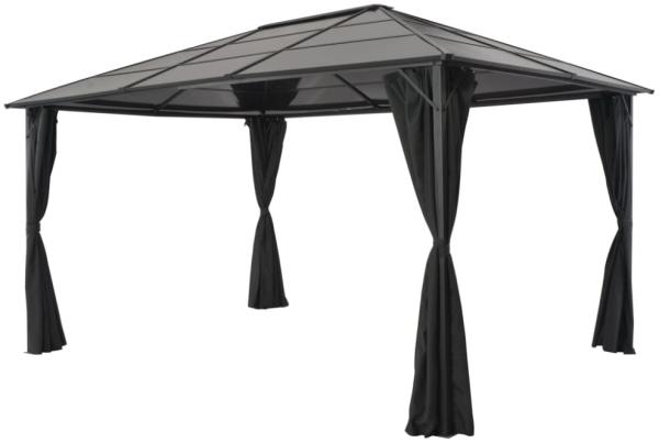 vidaXL Gartenpavillon mit Vorhang Aluminium 4×3×2,6 m Schwarz 44642