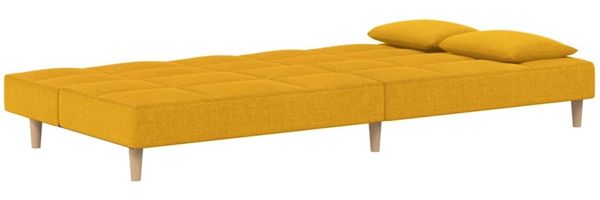 vidaXL Schlafsofa 2-Sitzer mit 2 Kissen Gelb Stoff 375797 Bild 6
